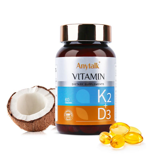 Frasco suplemento vitamina d3 k2 anytalk 60 capsulas