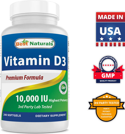 Frasco suplemento vitamínico Best Naturals B12 y D3