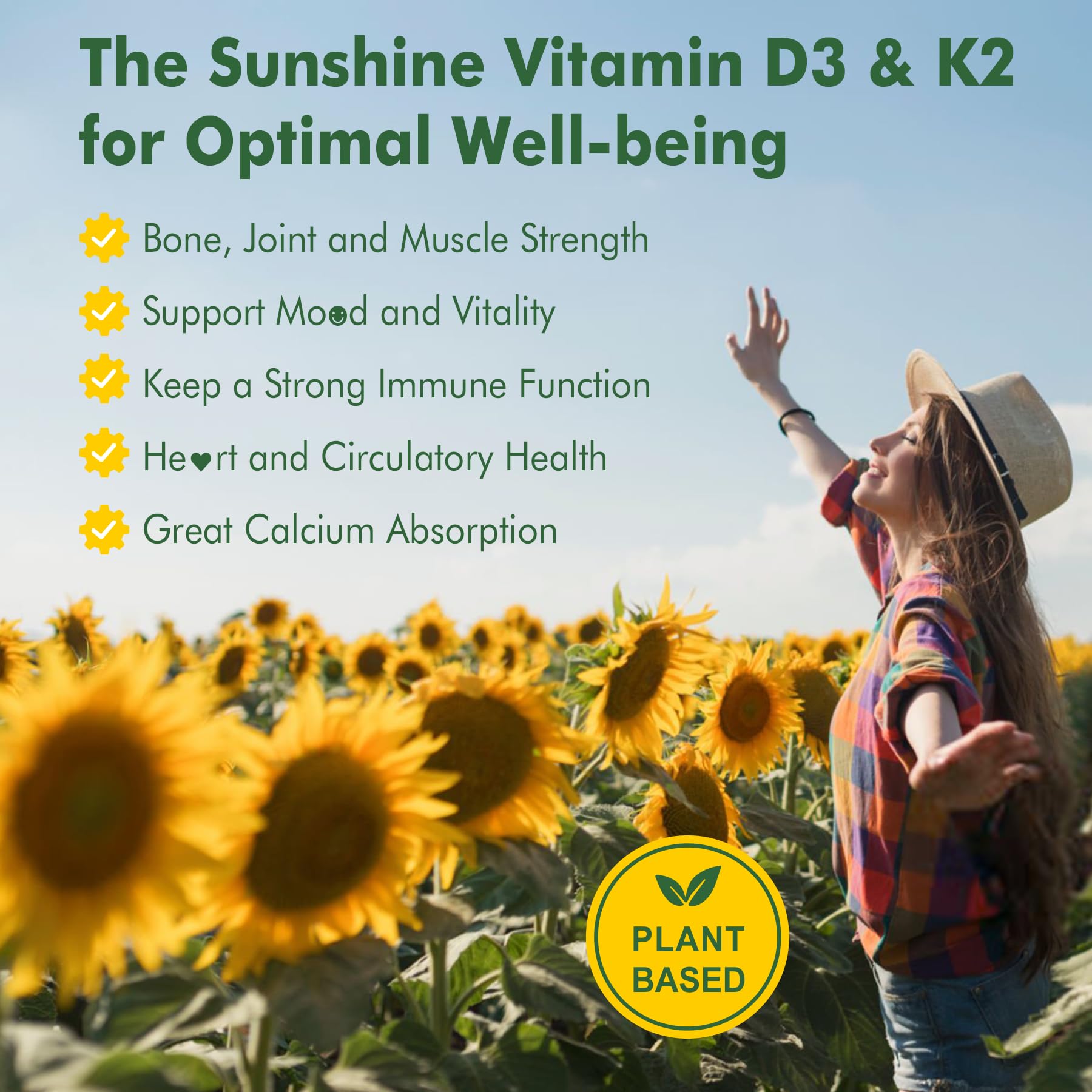 Frasco suplemento vitamínico D3 K2 con cúrcuma 240 cápsulas