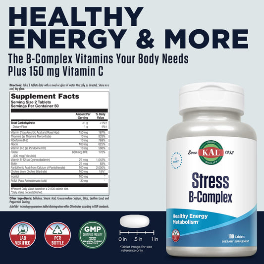Frasco suplemento vitamínico KAL complejo b para soporte inmunológico