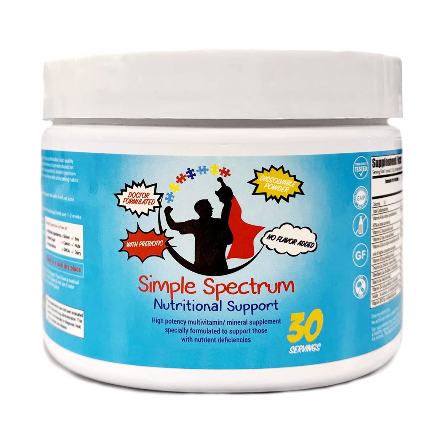 Frasco de suplemento vitamínico Simple Spectrum 5 oz