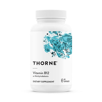 Frasco suplemento vitamínico thorne 5-mthf y vitamina b12