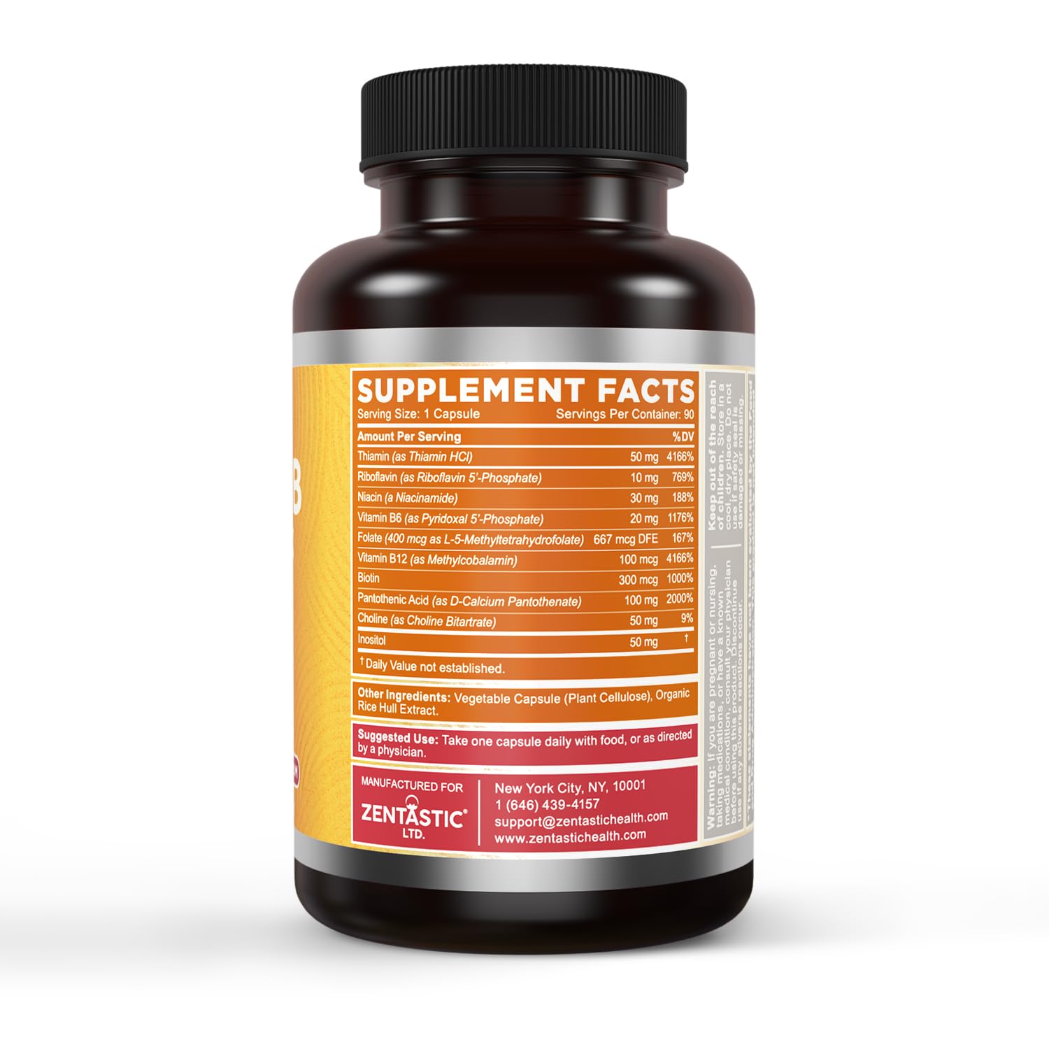 Frasco suplemento vitamínico Zentastic complejo B vegano