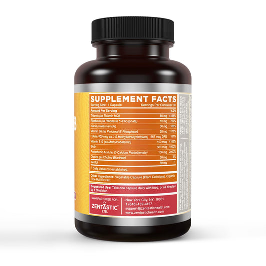 Frasco suplemento vitamínico Zentastic complejo B vegano