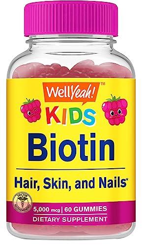 Frasco de suplemento WellYeah Biotina Kids vista frontal