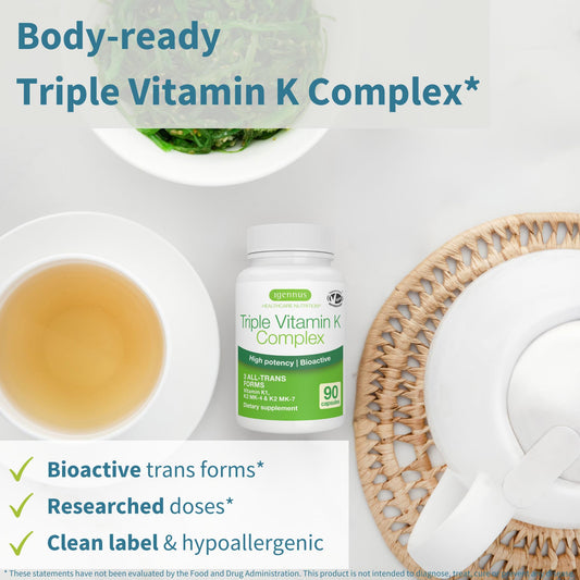Frasco de suplementos Igennus vitamina K alta potencia