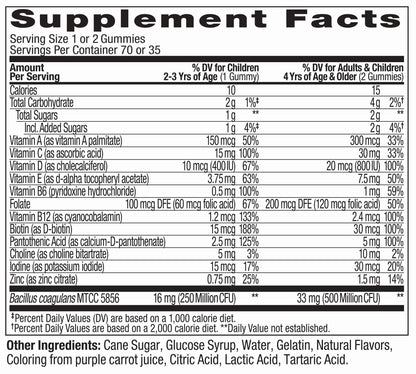 Frasco de multivitamínico infantil OLLY con suplementos