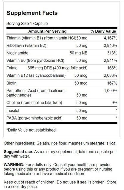 Frasco Swanson B-50 B-Complex complejo vitamina B alta biodisponibilidad