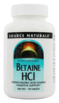 Frasco de tableta de Betaína HCl de Source Naturals