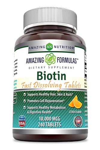 Frasco de tabletas disolución rápida de biotina Amazing Formulas