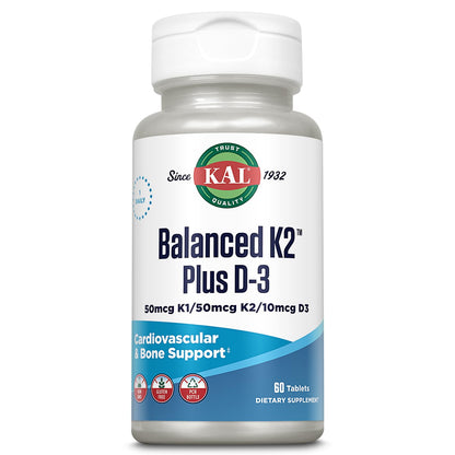 Frasco tabletas KAL Balanced K2 Plus D-3