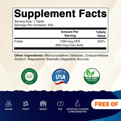 Frasco de tabletas vegetarianas ácido fólico Vitamatic