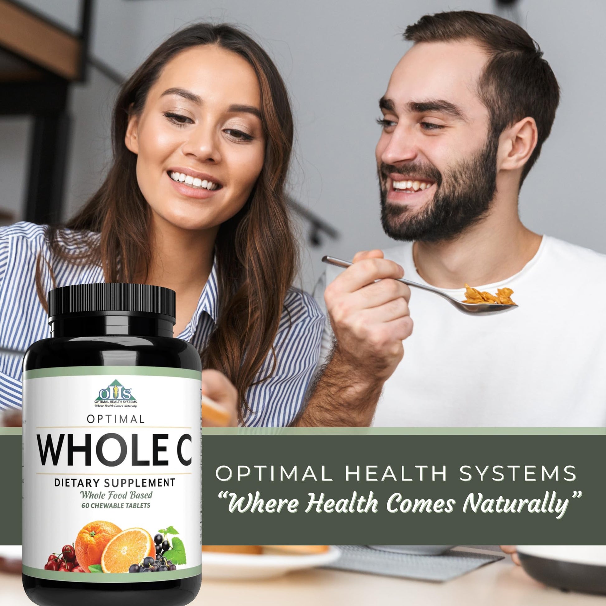 Frasco y tabletas Whole C vitamina C masticable