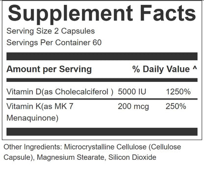 Frasco TheraSuva vitamina d3 5000 ui k2 120 cápsulas
