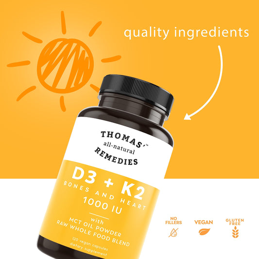 Frasco ThomasD3 K2 con aceite MCT para absorción mejorada