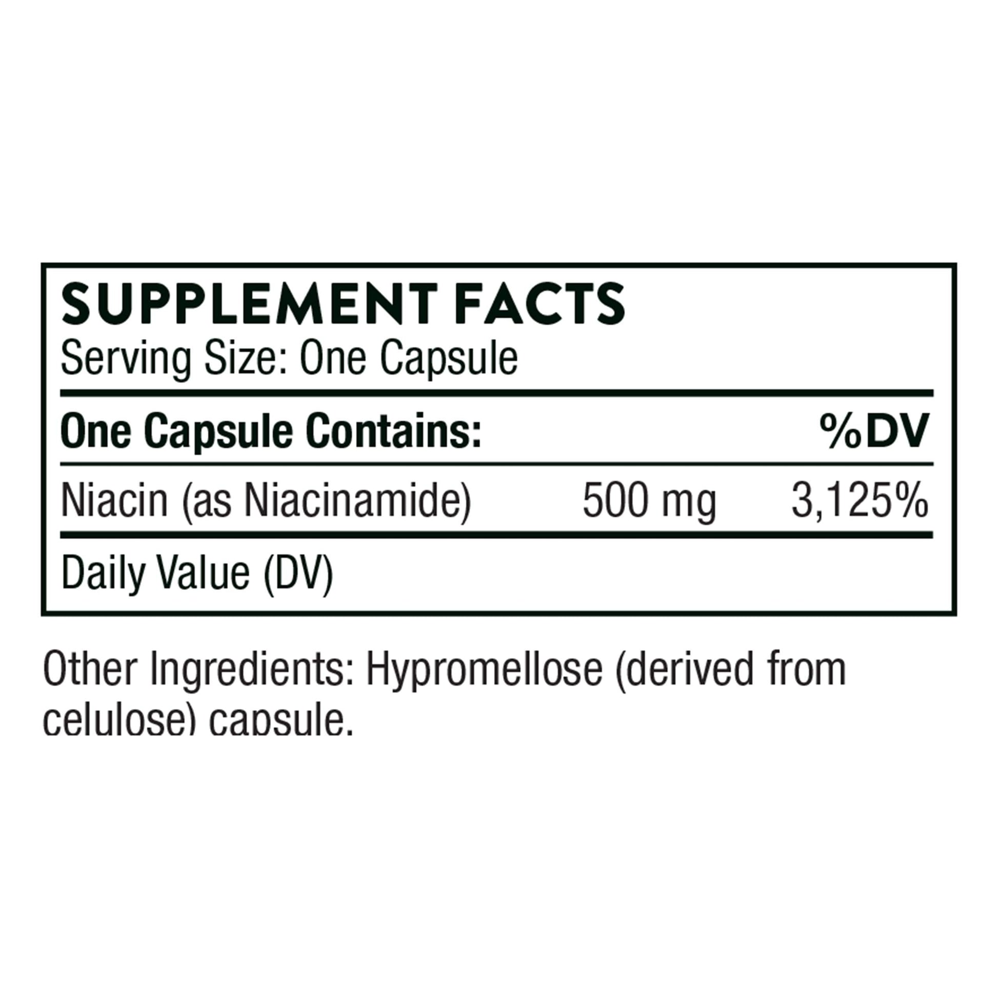 Frasco THORNE Niacinamida 180 cápsulas sin gluten vitamina b3