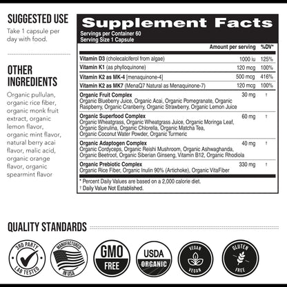 Frasco Total K2 vitamina K2 MK7 MK4 y K1