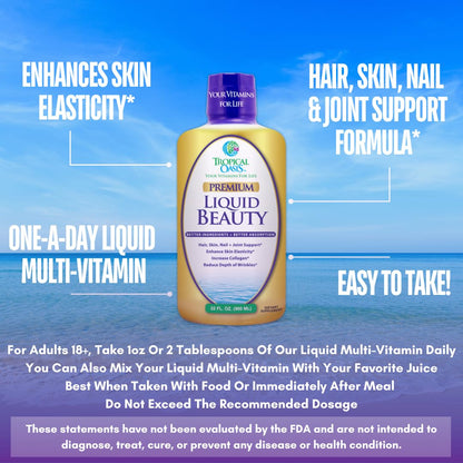 Frasco Tropical Oasis suplemento belleza líquida