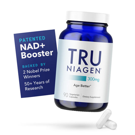 Frasco Tru Niagen suplemento NAD+ 300mg 90 dosis anti envejecimiento
