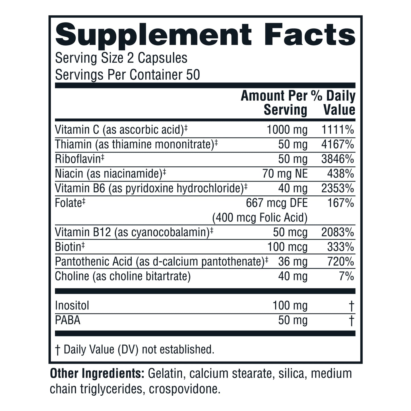 Frasco Twinlab Complejo B vitamina C 1000mg 100 cápsulas