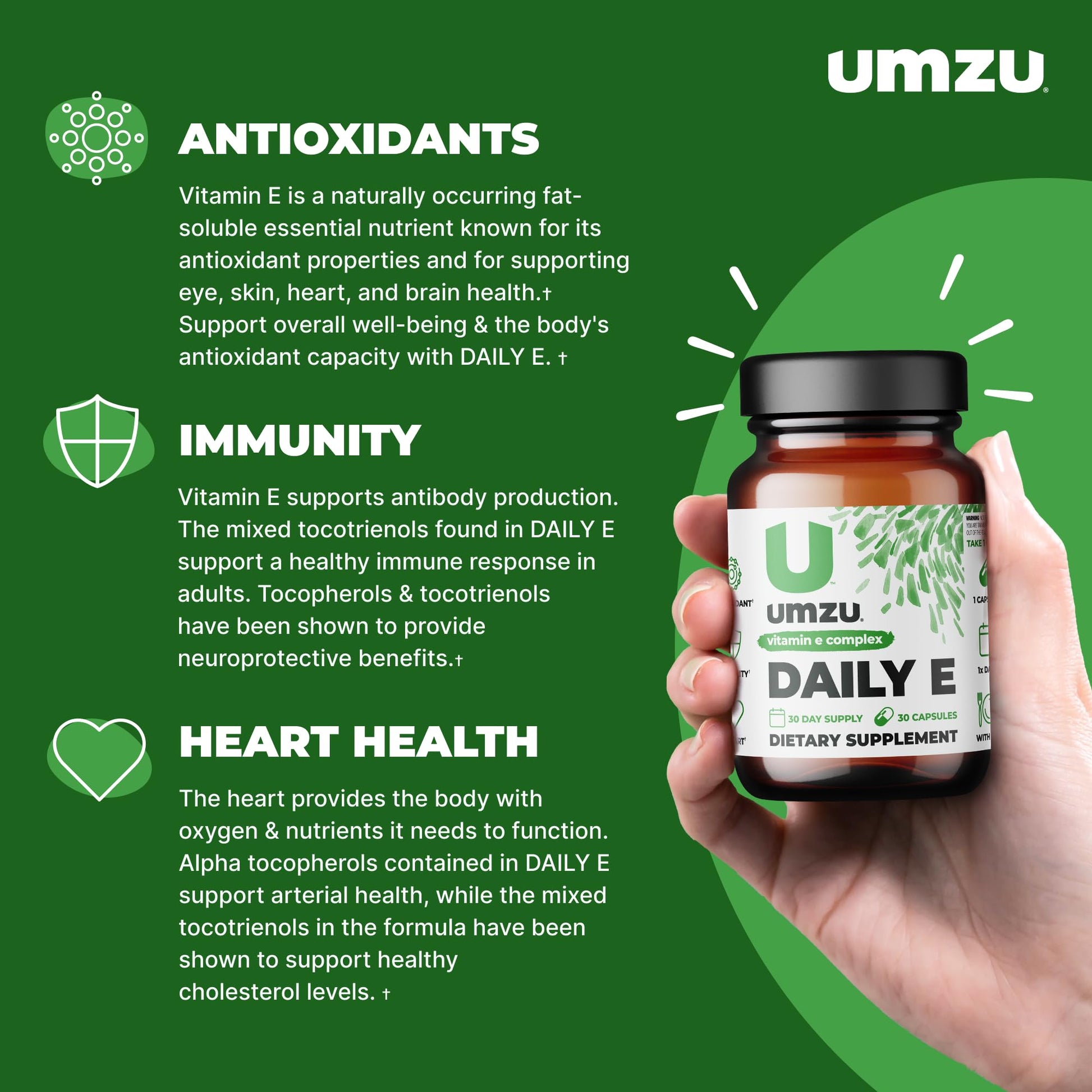 Frasco UMZU Daily E vitamina e 30 cápsulas