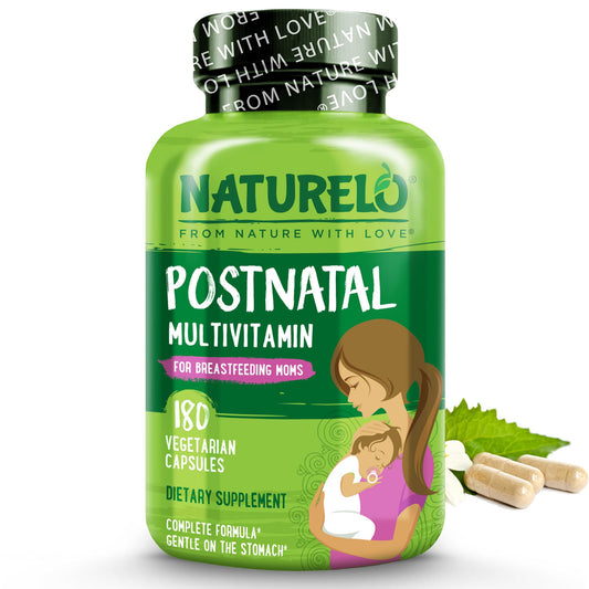 Frasco verde de multivitamínico postnatal NATURELO