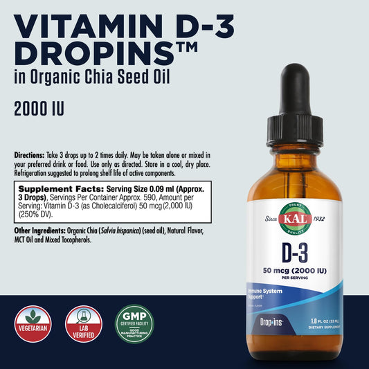 Frasco vidrio ámbar KAL gotas vitamina D3