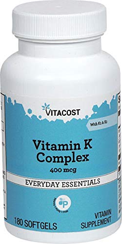 Frasco Vitacost complejo vitamina K con K1 y K2 400 mcg