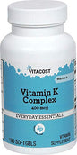 Frasco Vitacost complejo vitamina K con K1 y K2 400 mcg