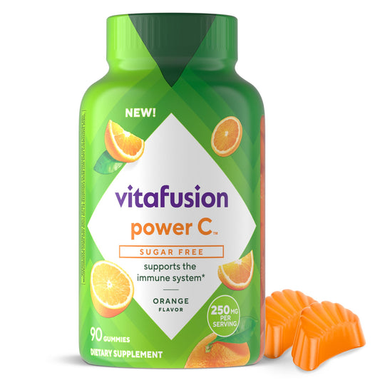 Frasco Vitafusion Power C gomitas sin azúcar sabor naranja 90 unid