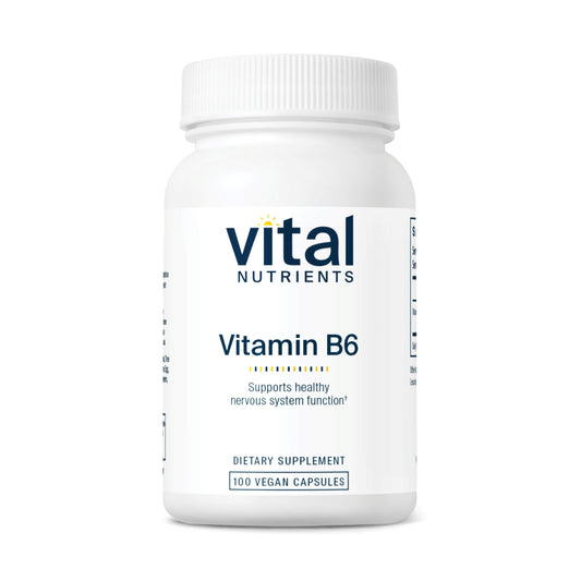 Frasco Vital Nutrients vitamina B6 metilada 100 cápsulas