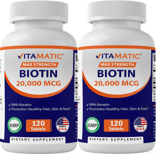 Frasco Vitamatic biotina alta potencia con queratina 240 tabletas