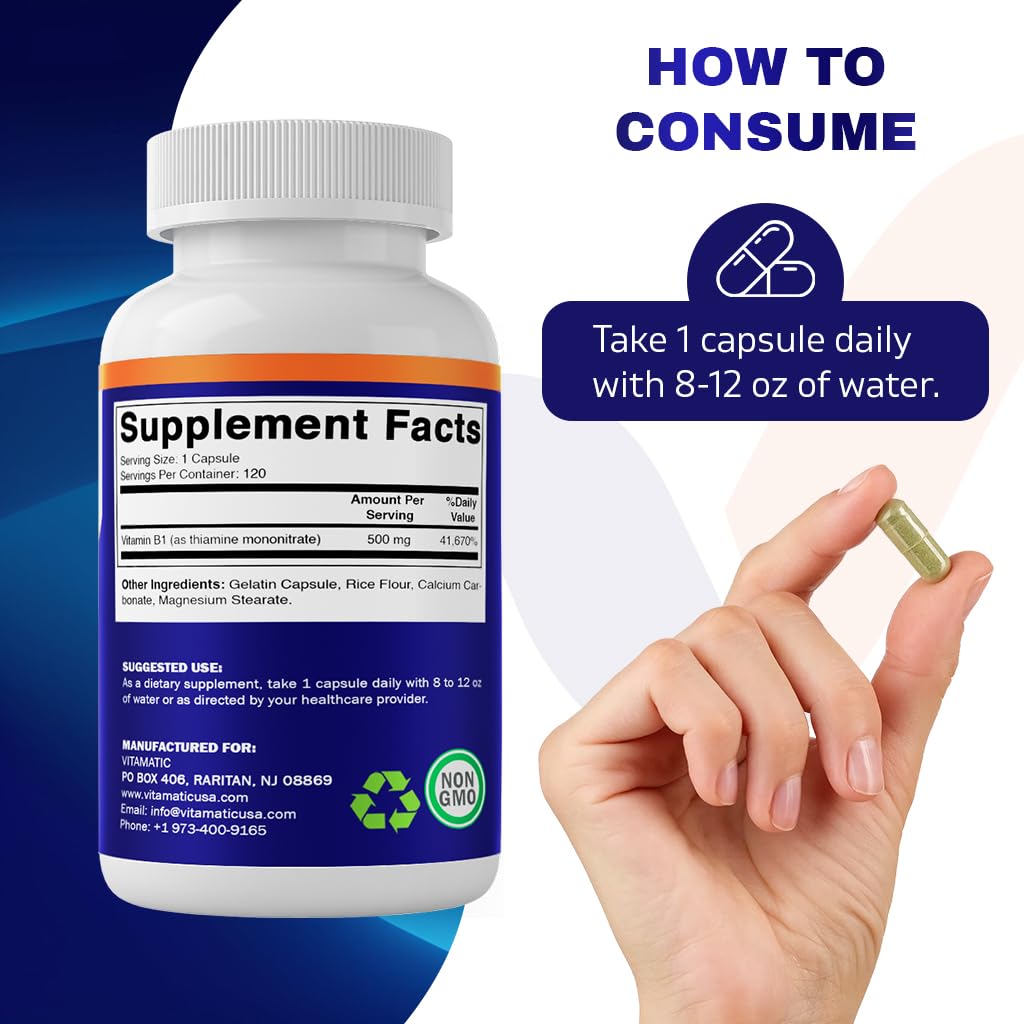Frasco Vitamatic Vitamina B1 120 cápsulas sucero libre