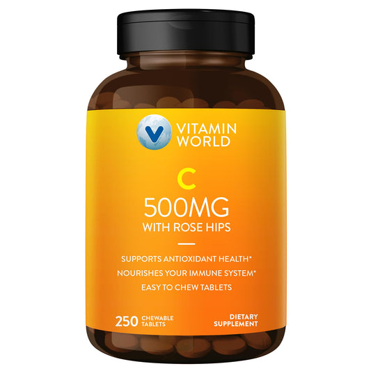 Frasco Vitamin World Vitamina C 500mg con Rosa Mosqueta 250 tabletas