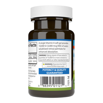 Frasco de vitamina A soluble Carlson para vista sana