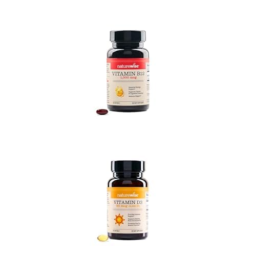 Frasco de Vitamina B12 1000 mcg NatureWise, 60 cápsulas.