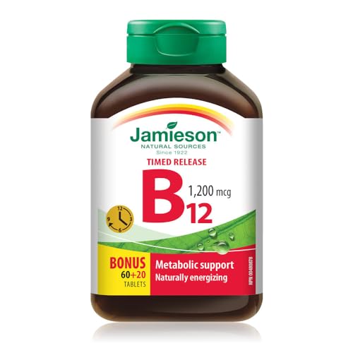frasco de vitamina b12 liberación prolongada Jamieson 80 tabletas