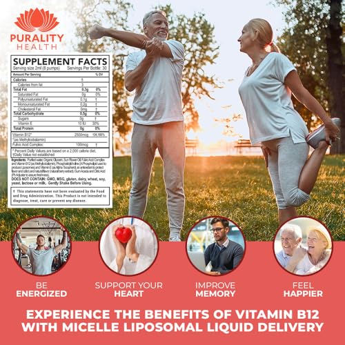 Frasco de vitamina b12 liquida con alta biodisponibilidad Purality
