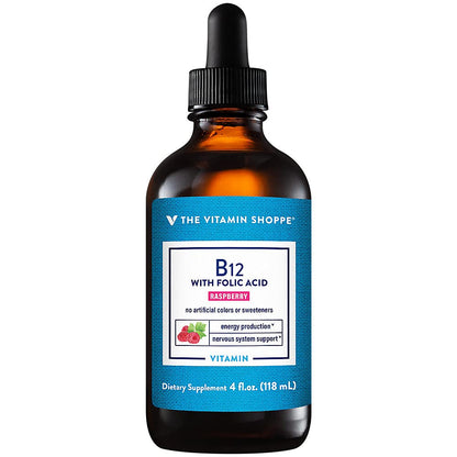 Frasco vitamina B12 líquida The Vitamin Shoppe sabor frambuesa 4 fl oz