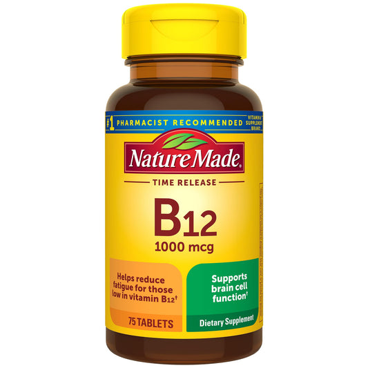 Frasco Vitamina B12 Nature Made 1000mcg 75 tabletas