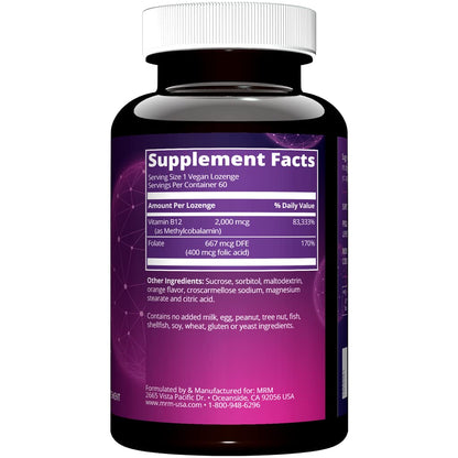 Frasco de vitamina B12 sublingual MRM 60 tabletas