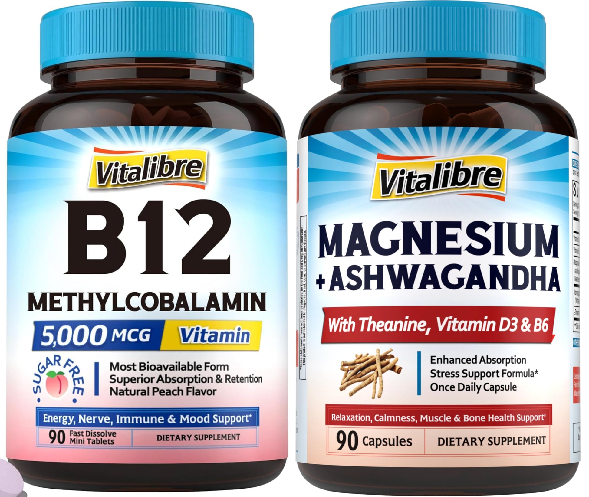 Frasco de vitamina B12 sublingual Vitalibre 5000 mcg