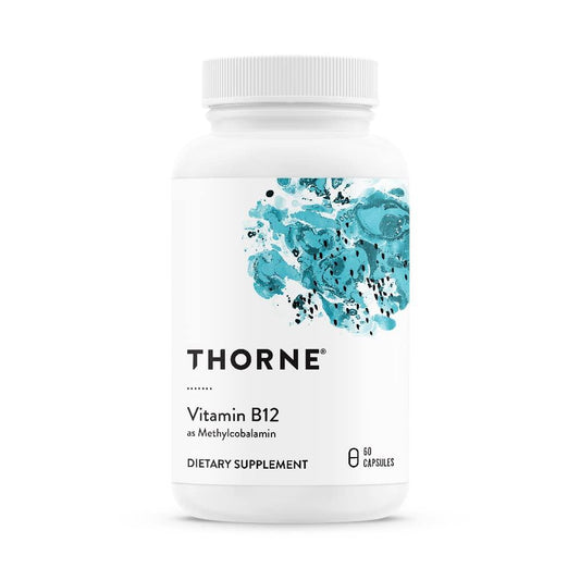 Frasco vitamina B12 Thorne metilcobalamina 60 cápsulas sin gluten