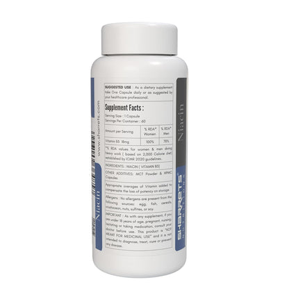 Frasco de vitamina b3 niacina suplemento genérico