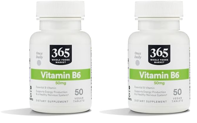 Frasco de vitamina B6 50 mg 365 Whole Foods Market 50 tabletas