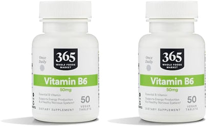 Frasco de vitamina B6 50 mg 365 Whole Foods Market 50 tabletas