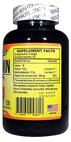 Frasco de vitamina C en cápsulas blandas Ameri Vita