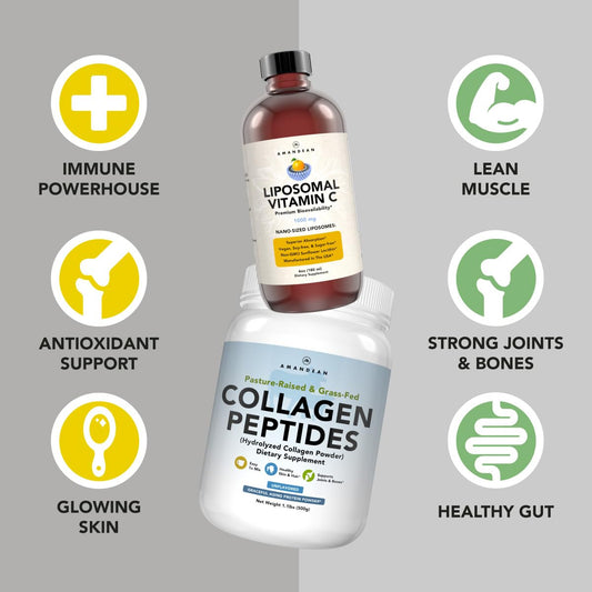Frasco de vitamina C liposomal líquido AMANDEAN para inmunidad