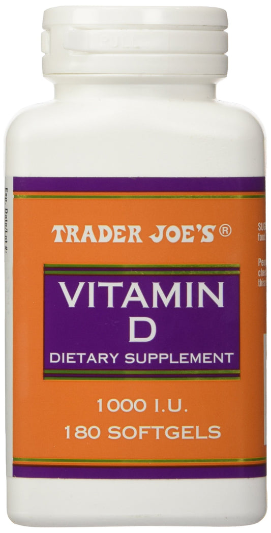 Frasco de vitamina D3 1000 UI Trader Joe's 180 cápsulas blandas
