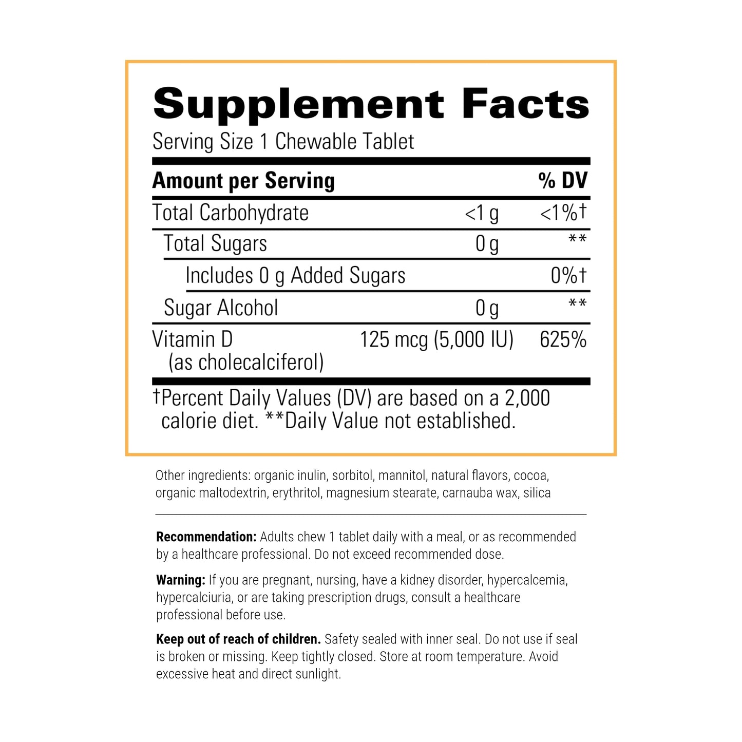 Frasco Vitamina D3 125 mcg masticable Integrative Therapeutics